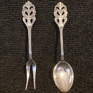 Vintage Viking Rose Souvenir Collectible 4" Fork and Spoon Made In Sweden